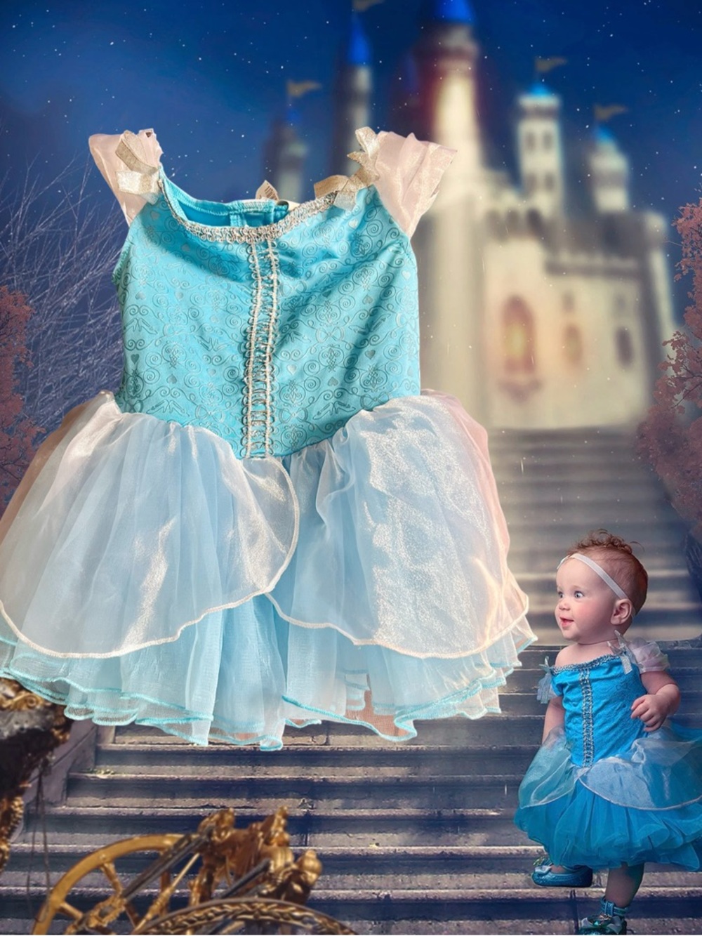 Disney Baby Cinderella  Dress Costume for Kids Size 12-18 months